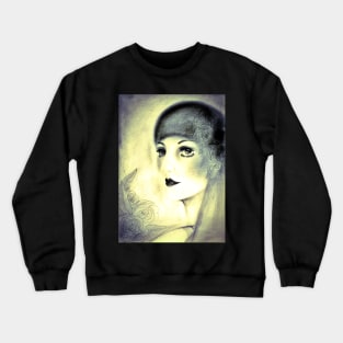 ART DECO FLAPPER INK SEPIA DRAWING POSTER PRINT Crewneck Sweatshirt